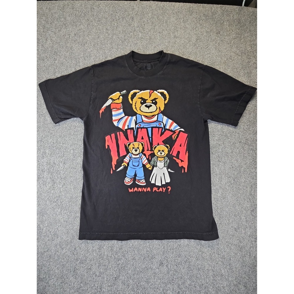 Inaka Power T Shirt Mens Size Small Black Childs Play Chucky Bear Halloween 1814